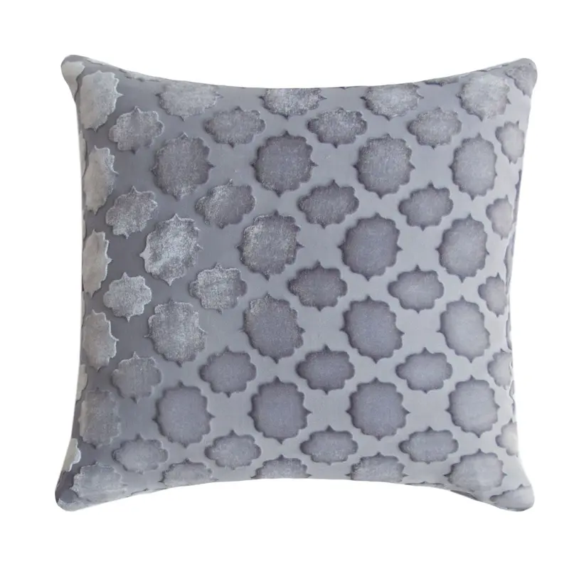 Mod Fretwork Silver Gray Velvet Pillows by Kevin OBrien Studio