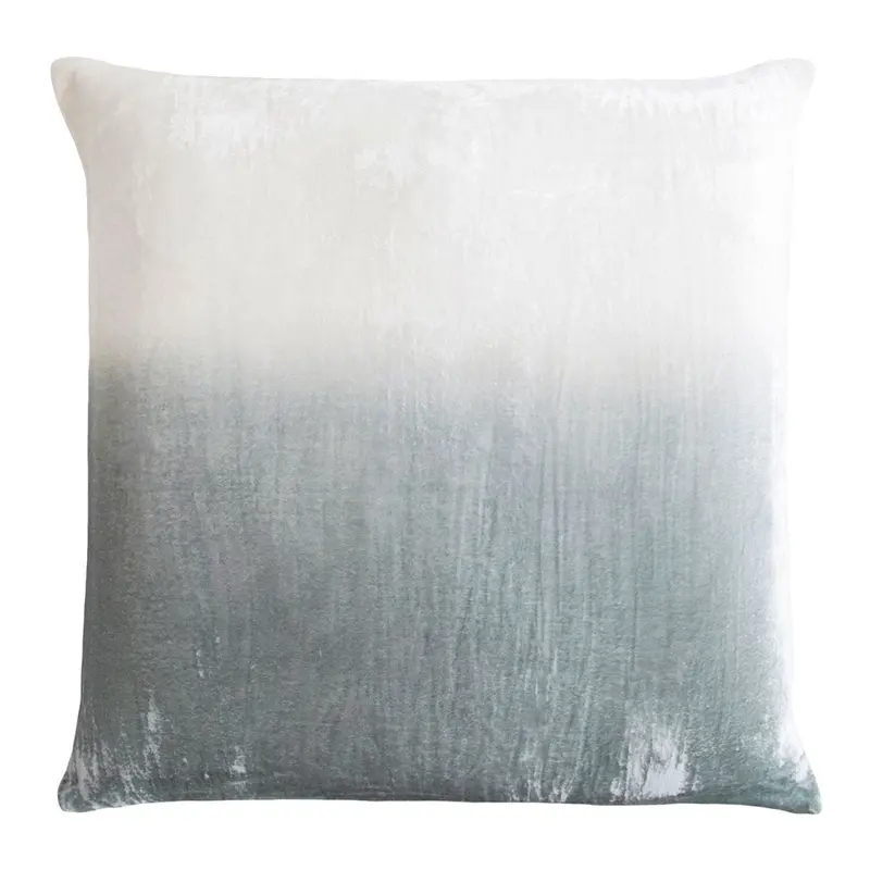 Sage & White Dip Dyed Velvet Pillow by Kevin OBrien Studio