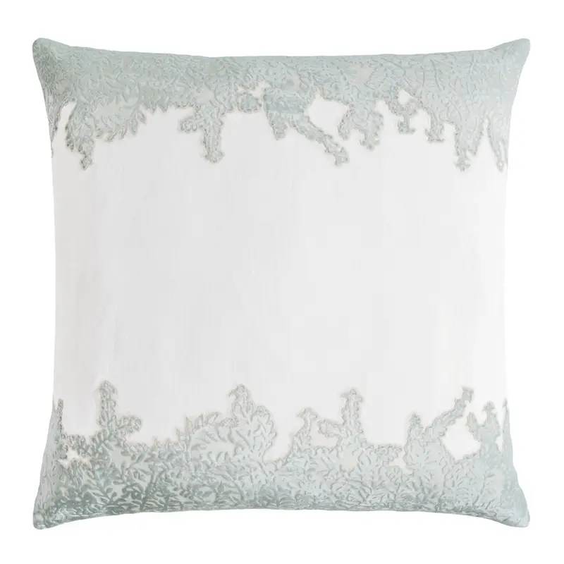 Sage & White Ferns Velvet Appliqu Pillow