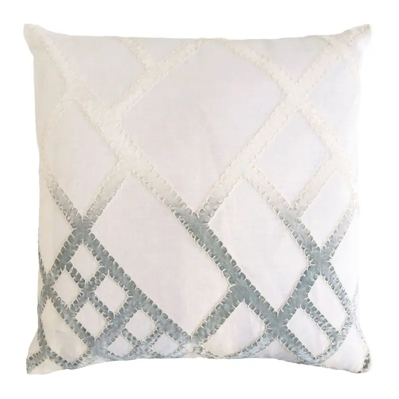 Sage & White Net Velvet Appliqu Pillow