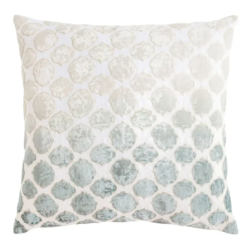 Sage & White Tile Velvet Appliqu Pillow