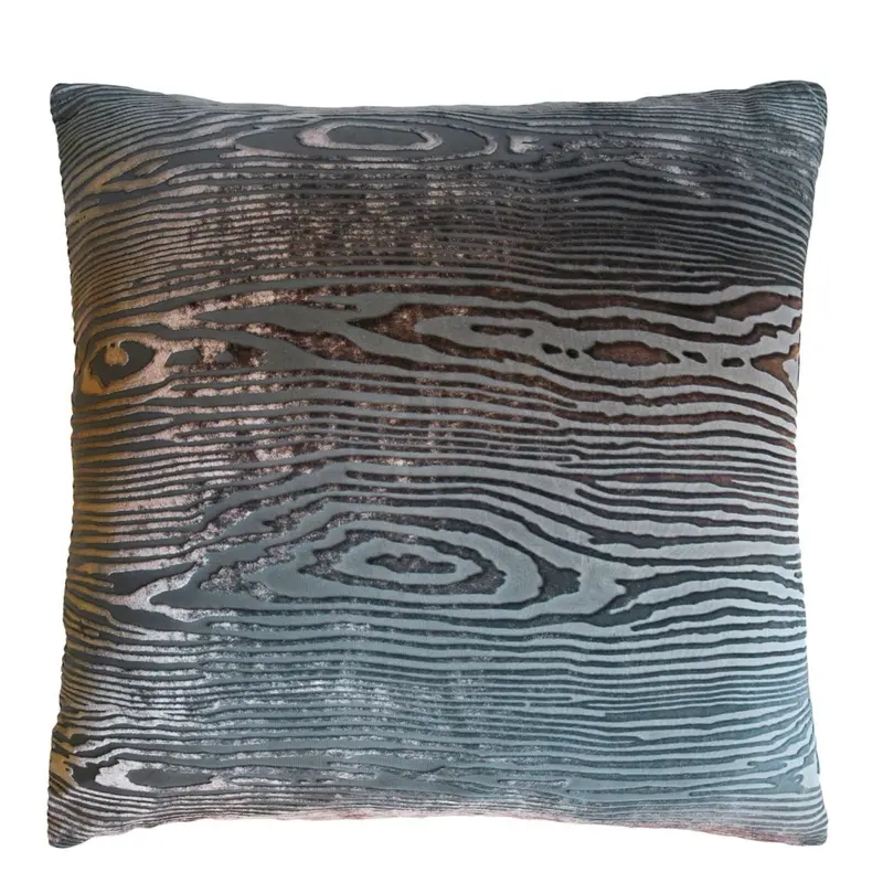 Woodgrain Gunmetal Velvet Pillows