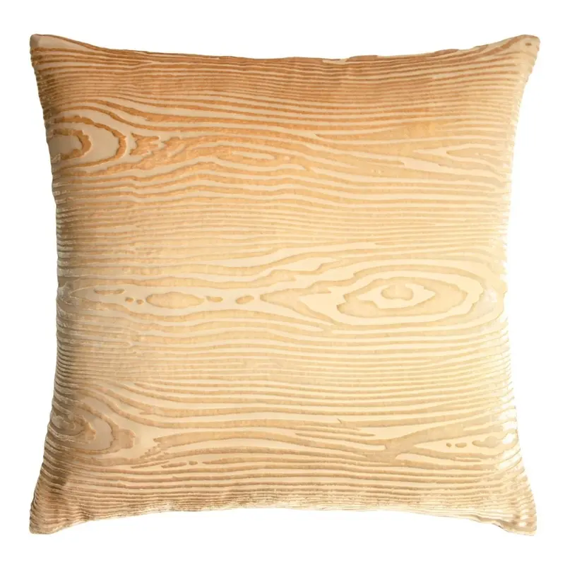 Woodgrain Velvet Gold Beige Pillows by Kevin OBrien Studio