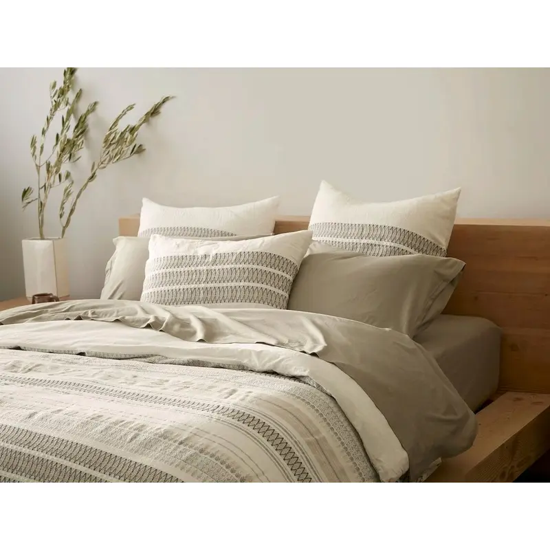 Lost Coast Soft White & Graphite Bedding by Coyuchi