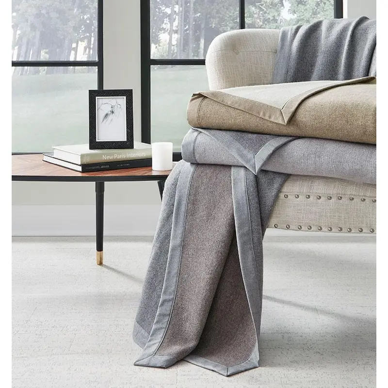 Nerino Cashew/Ivory Wool Blanket by Sferra