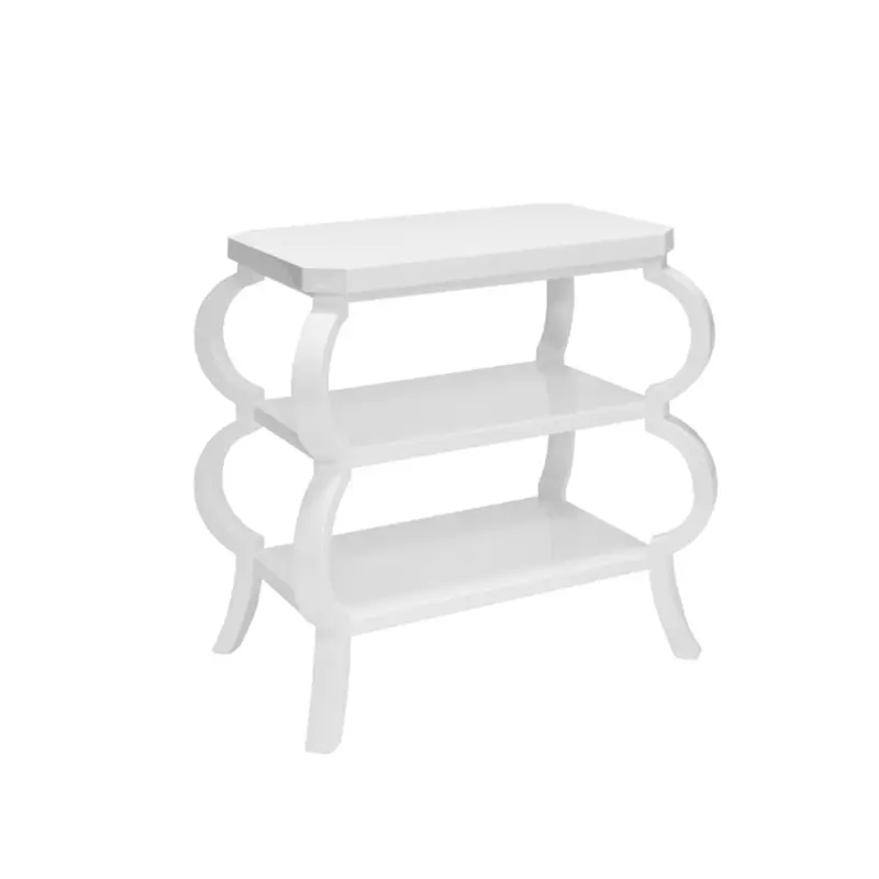 Olive White 3 Tier Side Table by Worlds Away