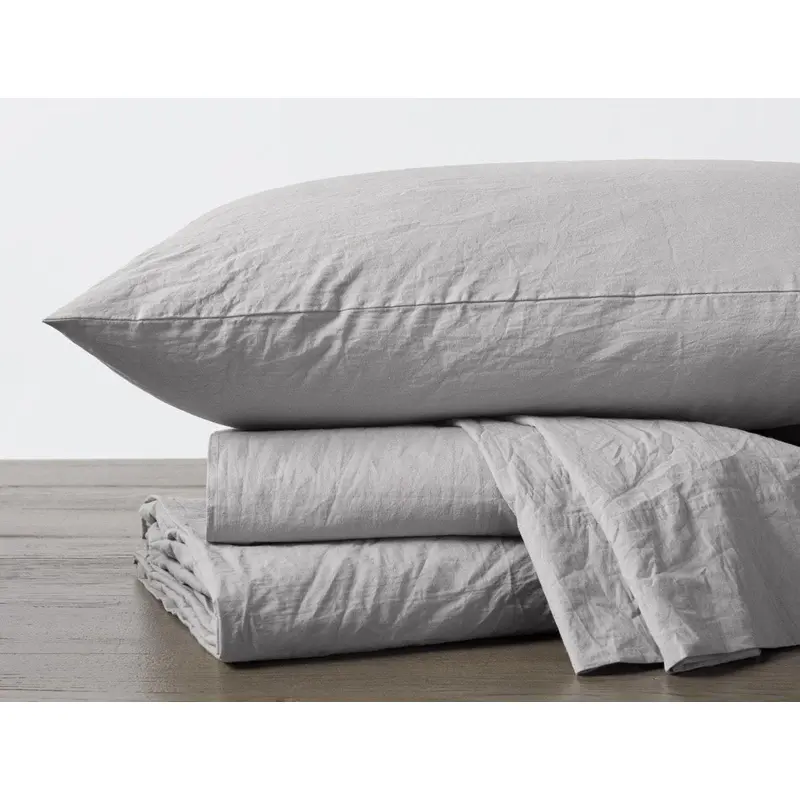 Pewter Organic Crinkled Percale Sheet Sets by Coyuchi