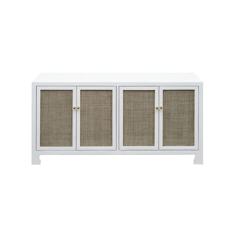 Sofia White & Cane Cabinet by Worlds Away