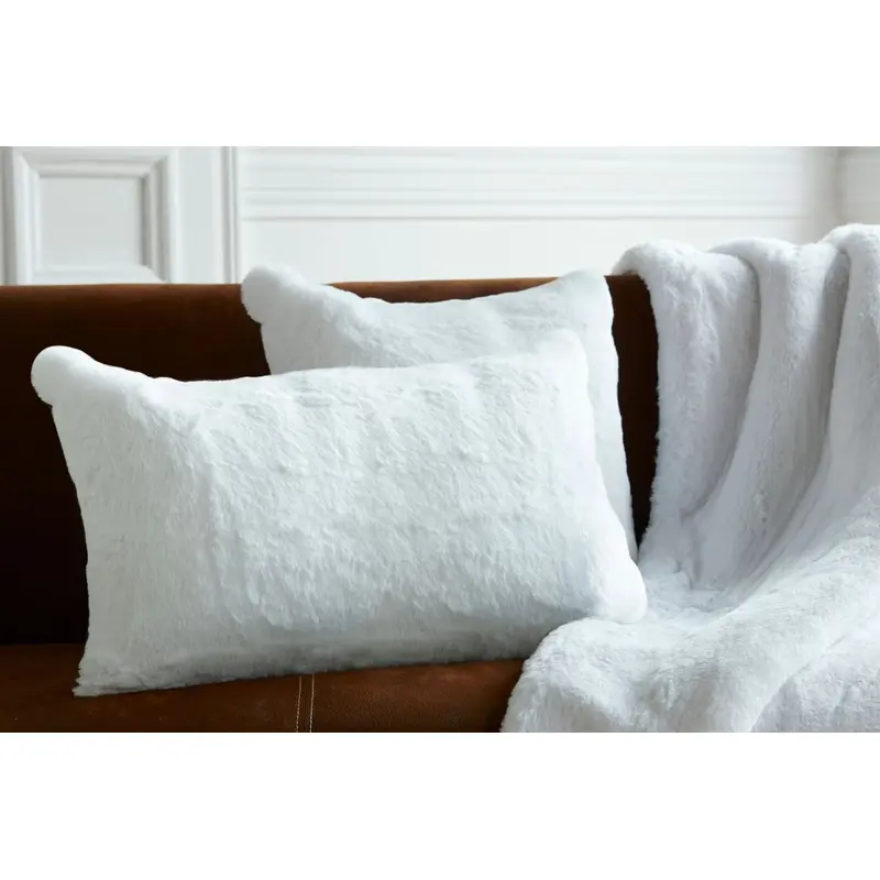 White Faux Fur Pillow by Evelyne Prlonge