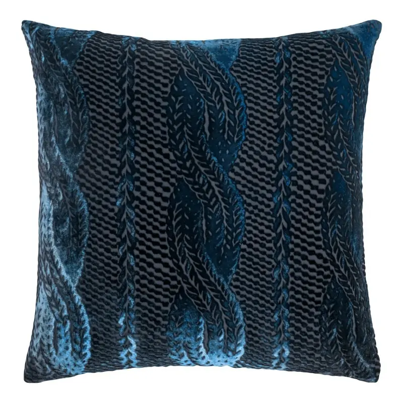 Cobalt Black Cable Knit Pillow by Kevin O'Brien Studio