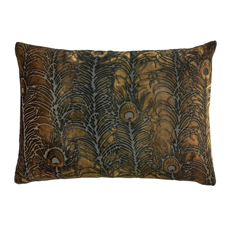 Copper Ivy Peacock Feather Pillow by Kevin O'Brien Studio