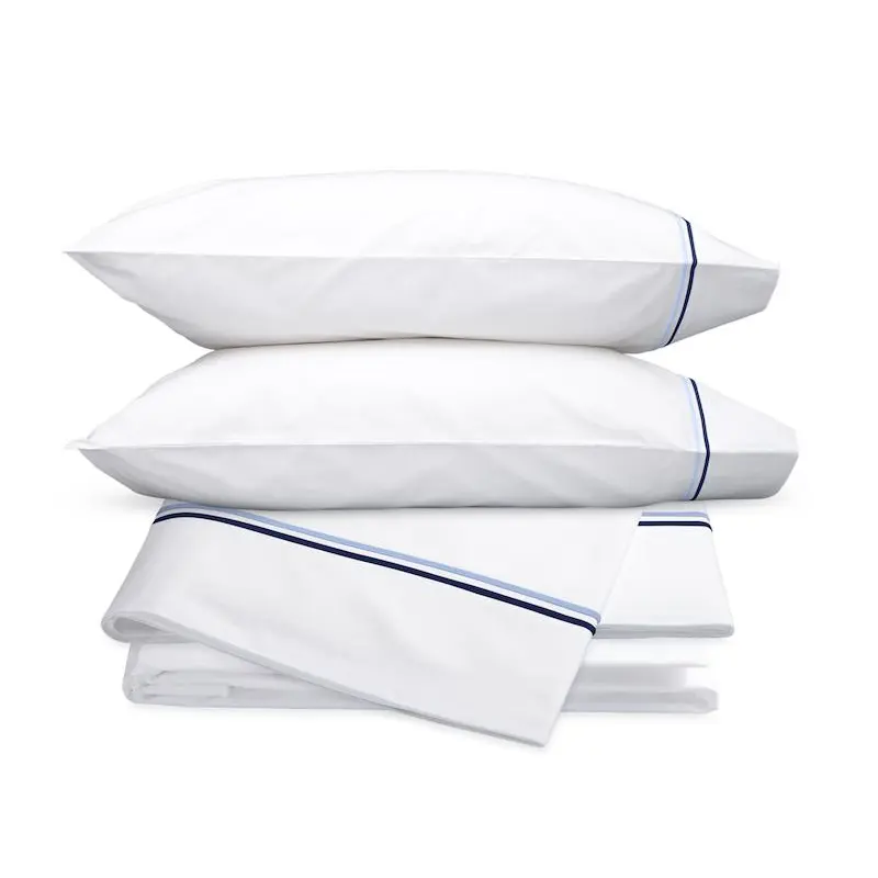 Essex Navy Embroidered Hotel Sheet Set by Matouk
