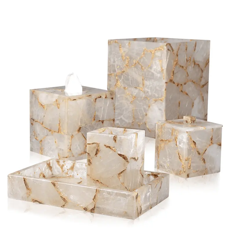 Taj Rock Crystal & Gold Bath Accessories by Mike + Ally