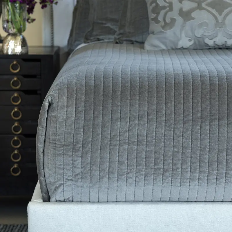 Aria Light Grey Velvet Bedding by Lili Alessandra