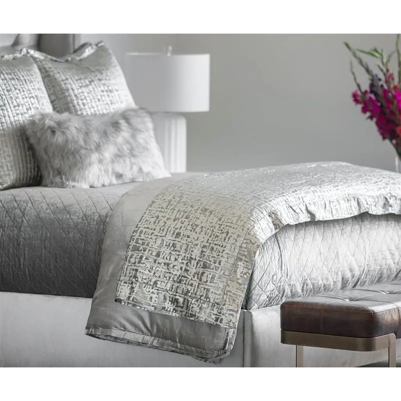 Jolie Silver Quilted Throw & Pillows by Lili Alessandra