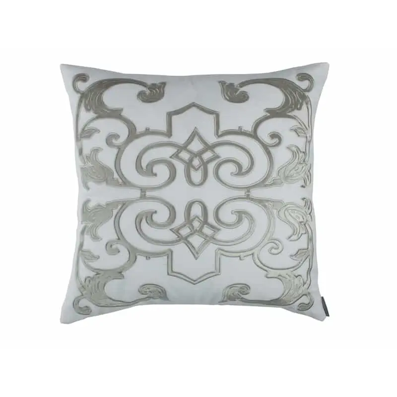 Mozart White & Ice Silver Pillow by Lili Alessandra