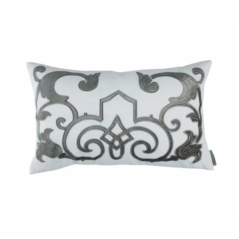 Mozart White & Silver Lumbar Pillow by Lili Alessandra