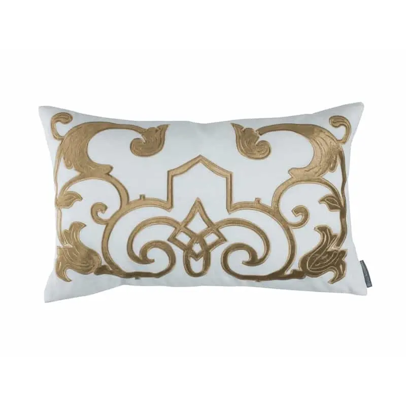 Mozart White & Straw Lumbar Pillow by Lili Alessandra