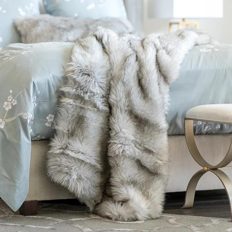 Silver Faux Fur Throw by Lili Alessandra