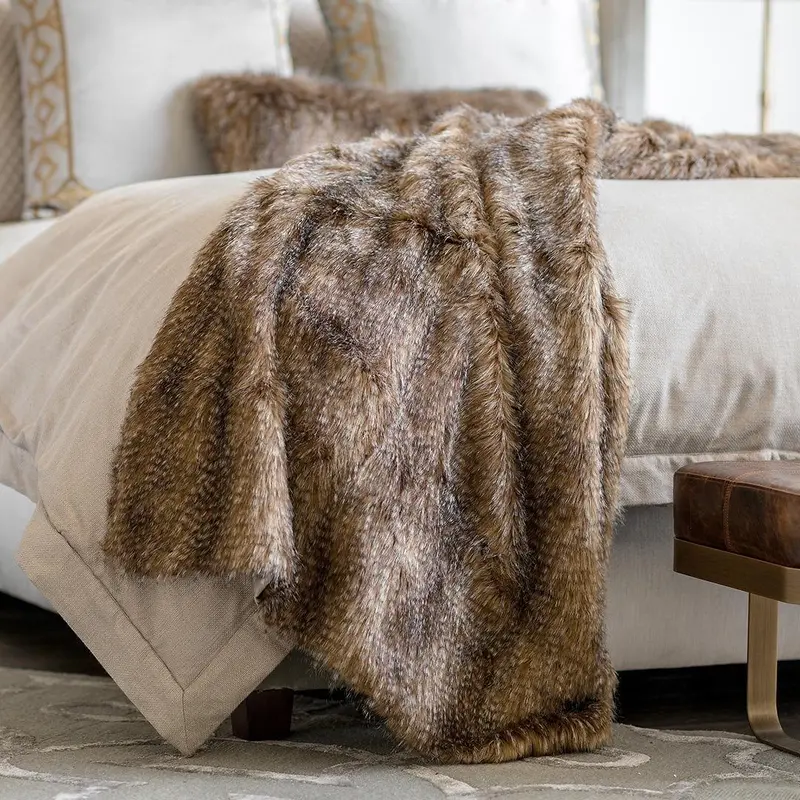 Chestnut Faux Fur Throw by Lili Alessandra