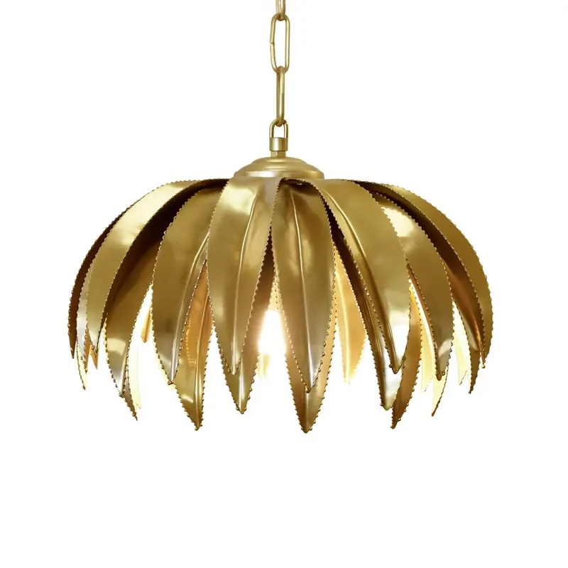 Worlds Away Fifi Palm Leaf Pendant Antique Brass Finish Chandelier
