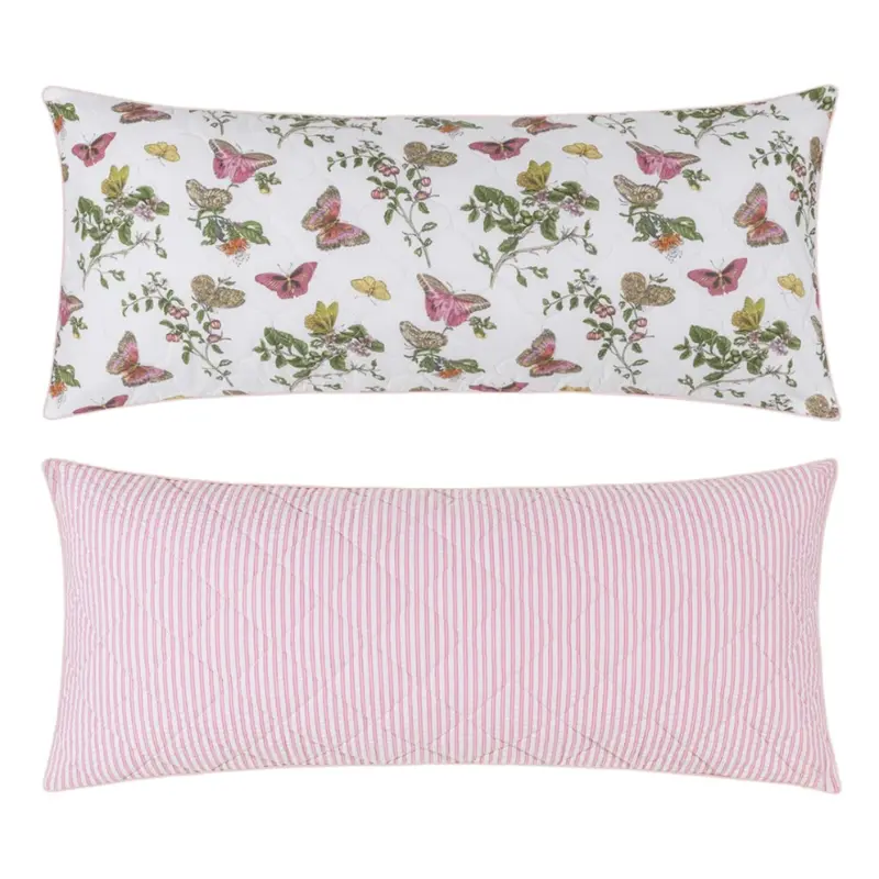 Matouk Reversible Lumbar Quilted Baudin Butterfly Pink/Matteo Peony