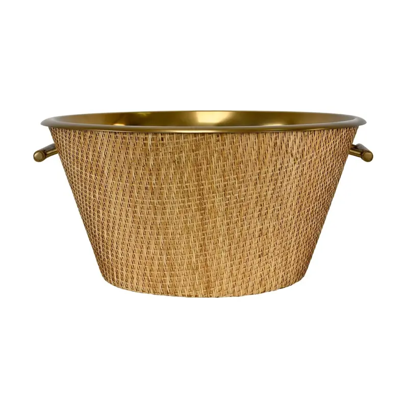 Worlds Away Rudy Large Woven Rattan Wine Cooler