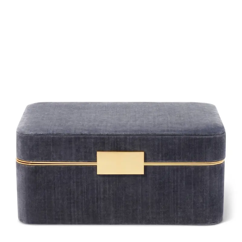 Beauvais Velvet Jewelry Box in Dusk Blue by AERIN