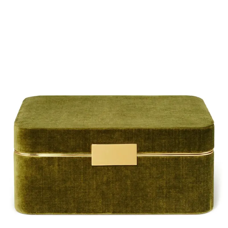 Beauvais Velvet Jewelry Box in Moss by AERIN