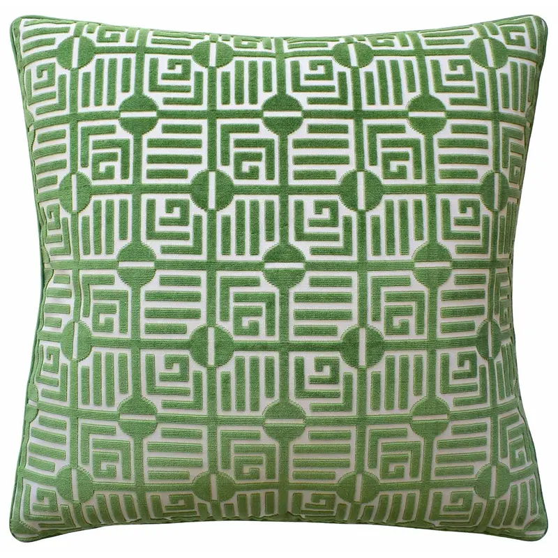 Labyrinth Velvet Emerald 22x22" Decorative Pillows Ryan Studio