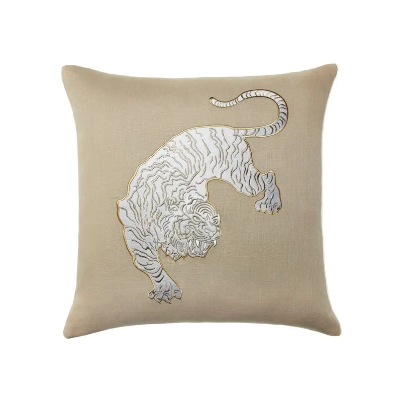 Siberian Tiger Decorative Pillow in Natural by Sferra Linens