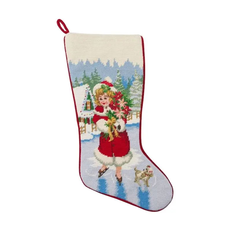 Ice Skater Girl Stocking in Red by Sferra Linens