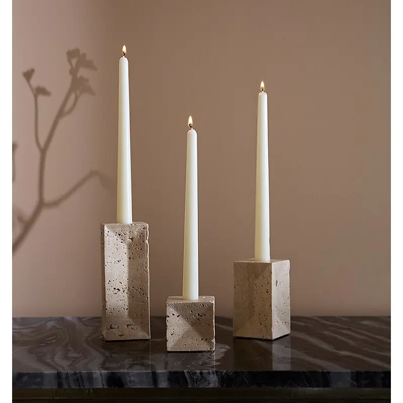 Travertino Beige Candle Holders Set by Sferra Linens