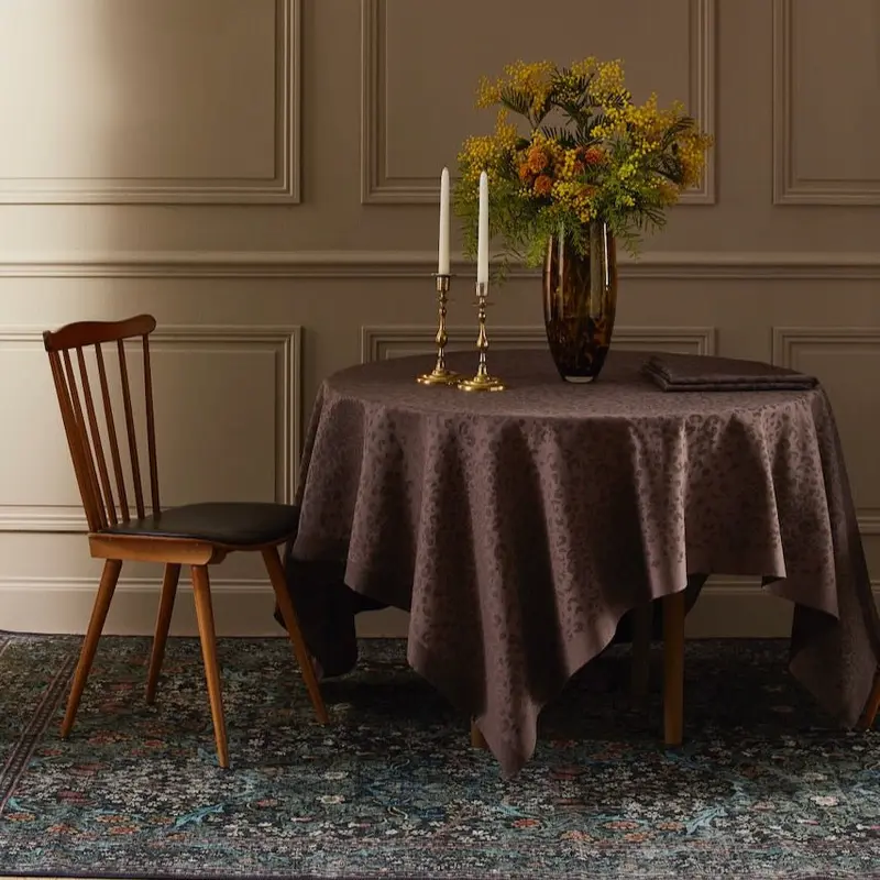 Leopard Moka Tablecloths by Yves Delorme