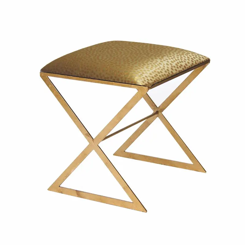 X Bench in Gold Leaf with Gold Fabric