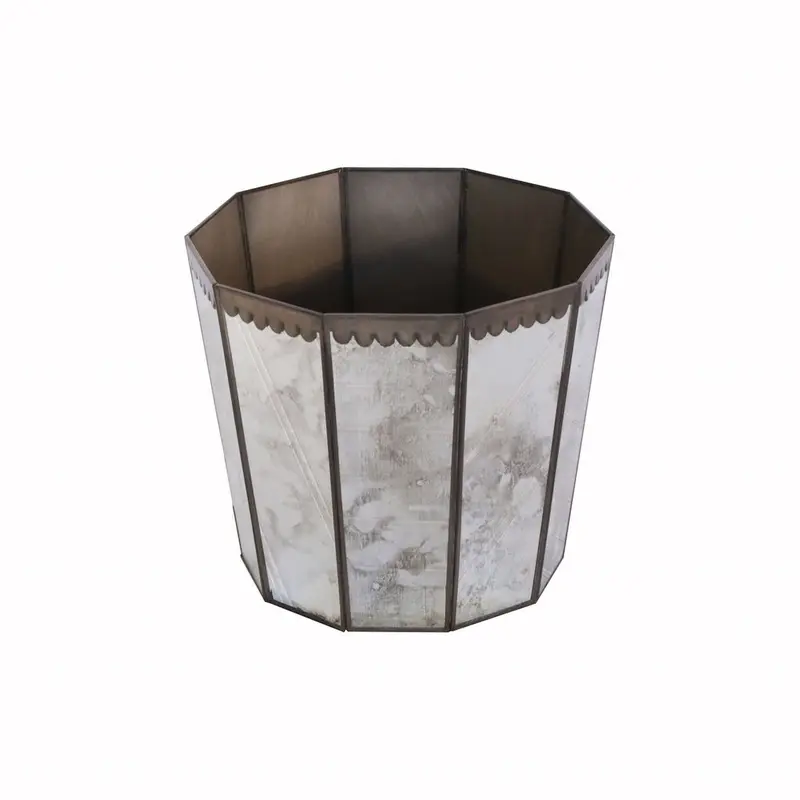 Antique Mirror Hexagonal Wastebasket by Worlds Away