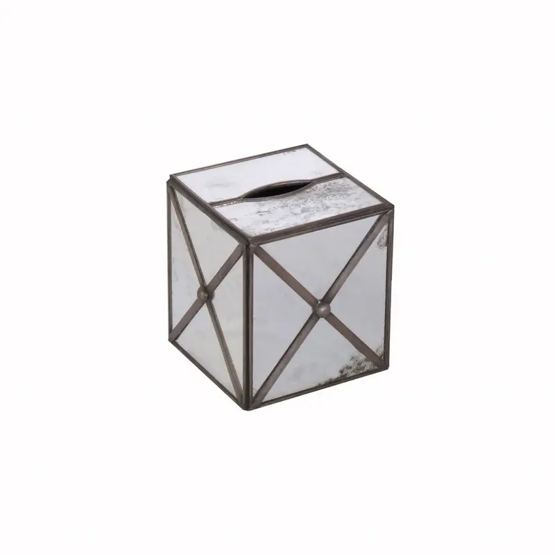Antique Mirror Cross Hatch Tissue Box Cover