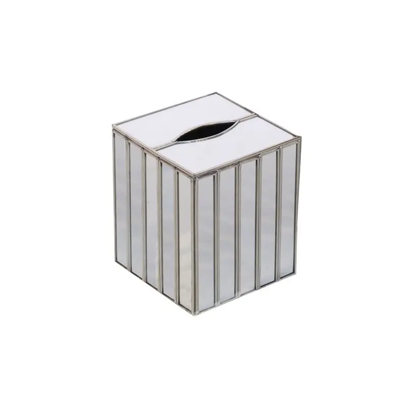 Faceted Mirror Tissue Box Cover by Worlds Away