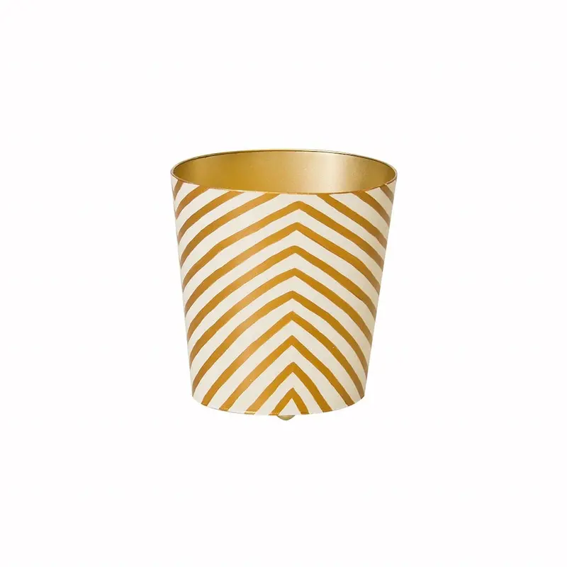 Gold & Cream Zebra Wastebasket by Worlds Away
