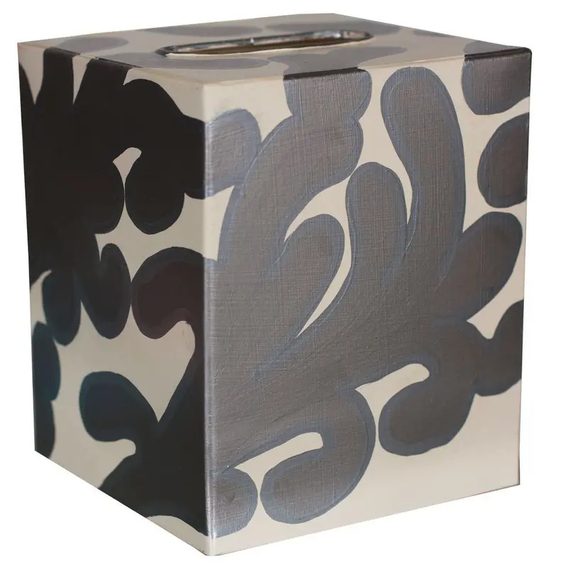 Silver & Cream Tissue Box Cover by Worlds Away