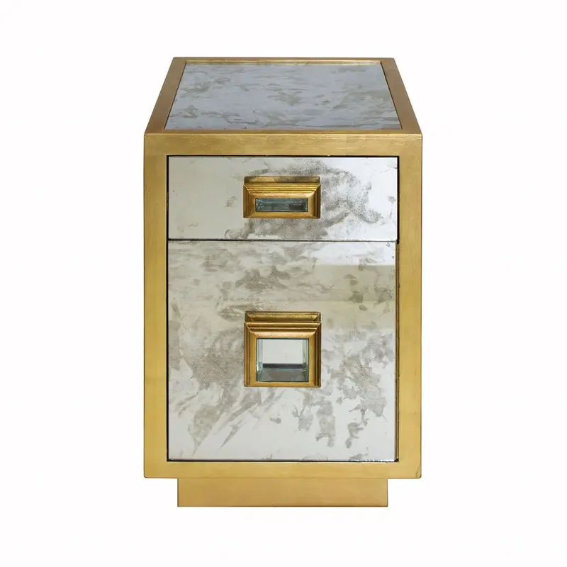 Cisco Antique Mirror & Gold Side Table
