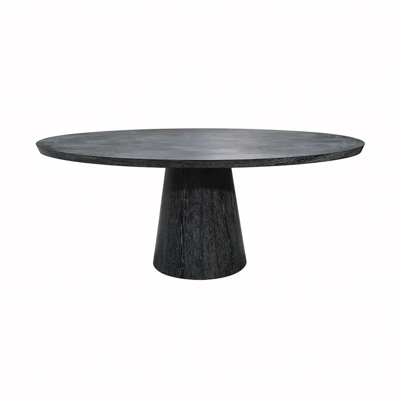 Jefferson Black Cerused Oak Oval Dining Table