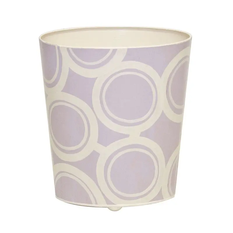 Lavender & Cream Oval Wastebasket by Worlds Away