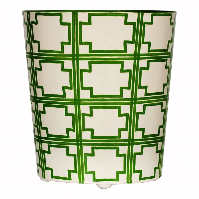 Squares Green & Cream Wastebasket