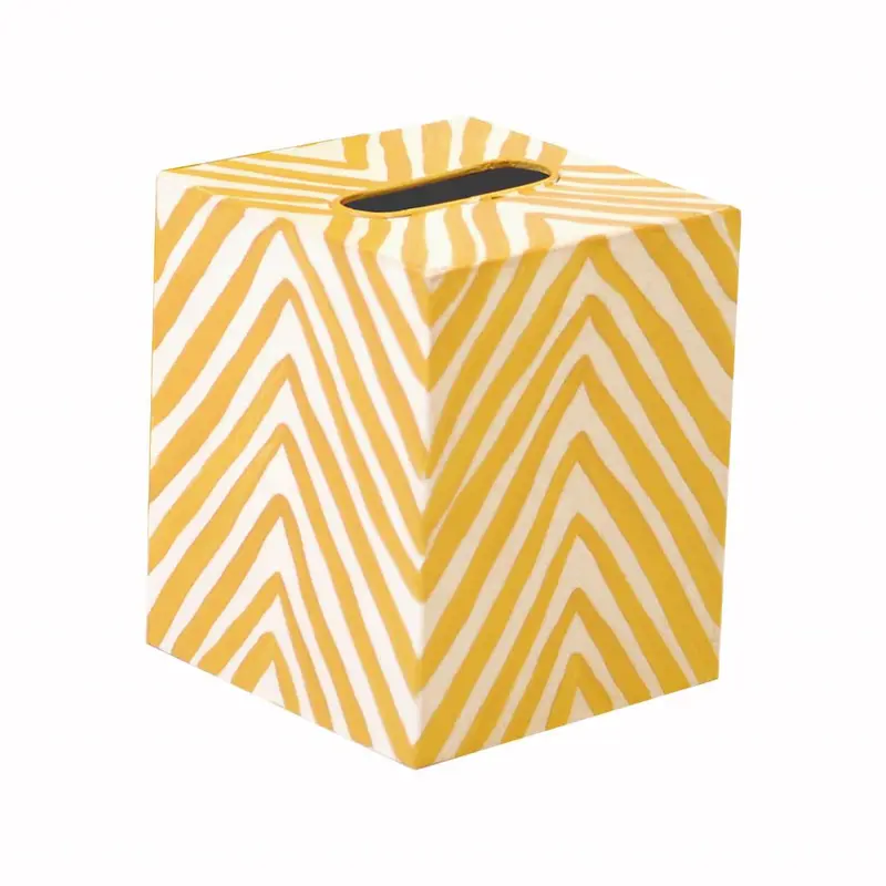 Yellow & Cream Zebra Tissue Box Cover