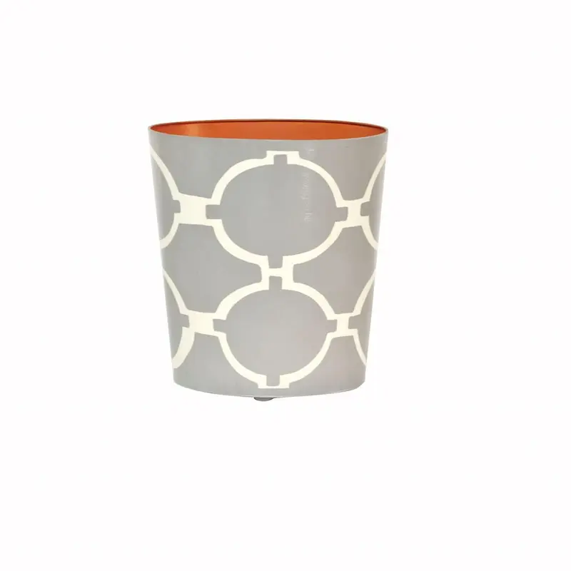 Arcadia Grey & Cream Oval Wastebasket