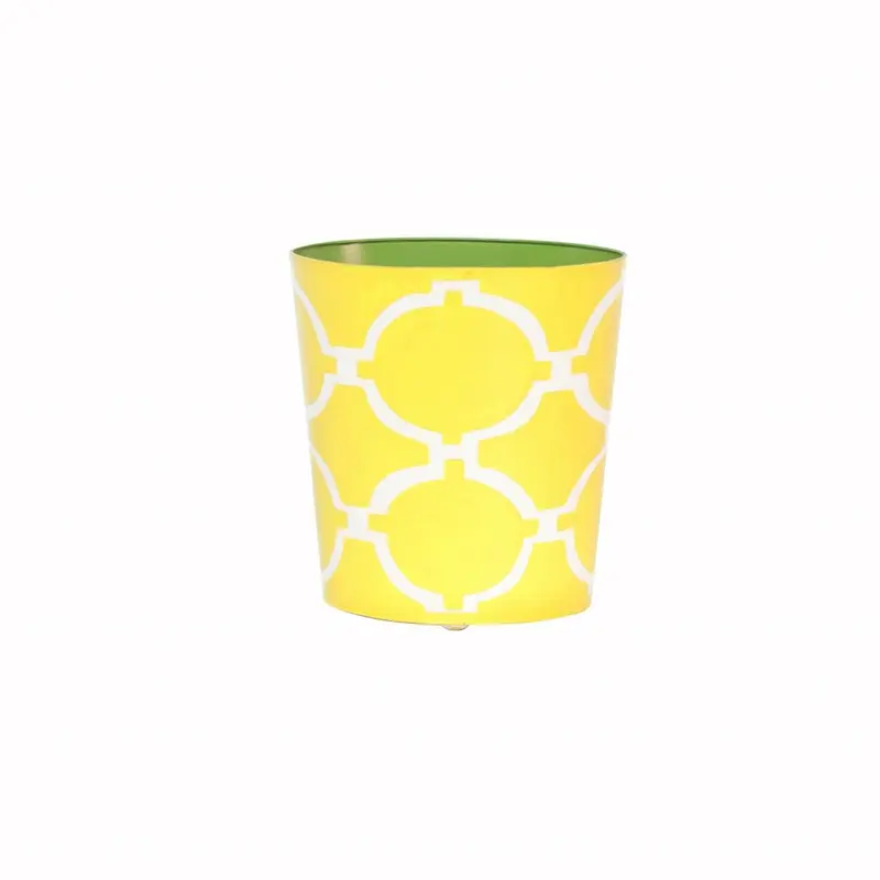 Arcadia Yellow & Cream Oval Wastebasket