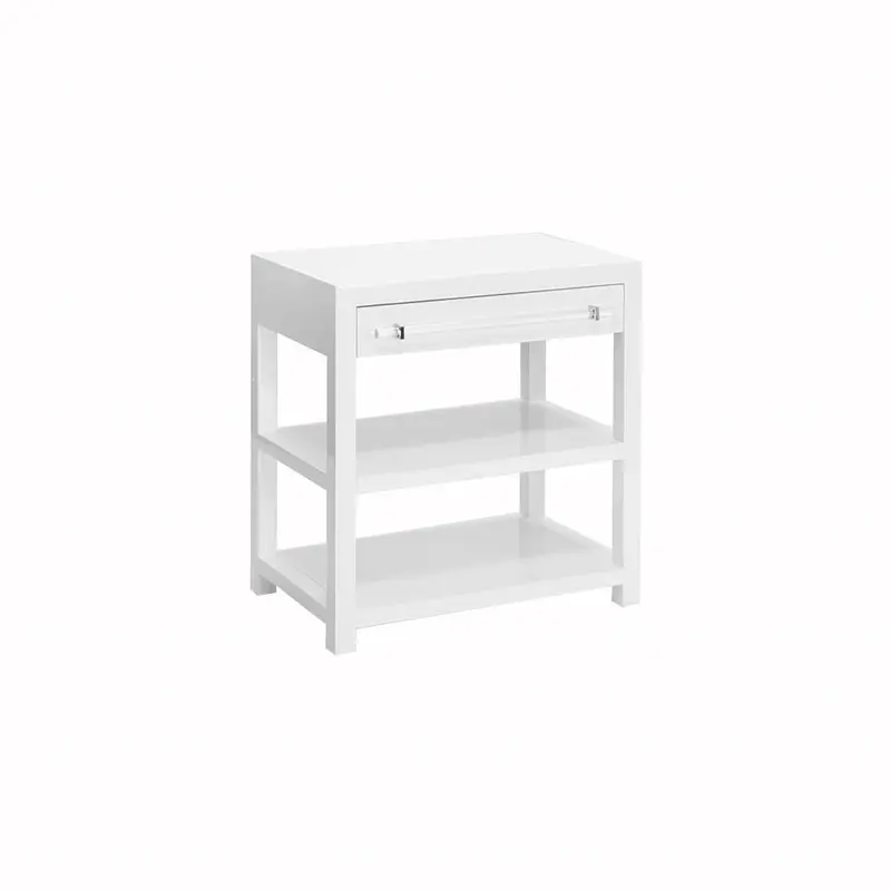 Garbo White Lacquer Side Table by Worlds Away