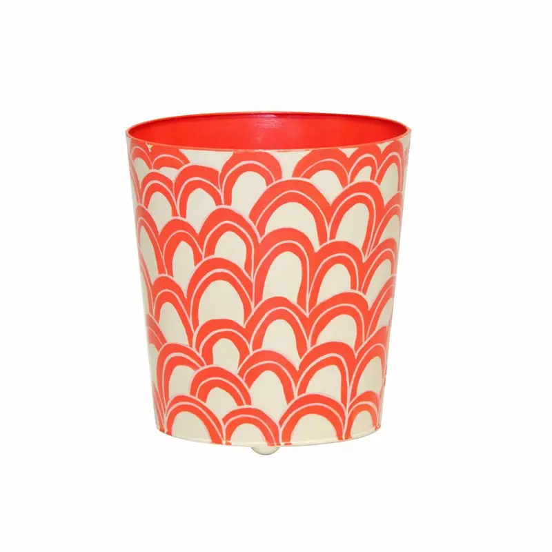 Gaston Orange & Cream Oval Wastebasket