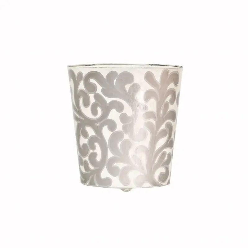 Jane Silver & Cream Oval Wastebasket